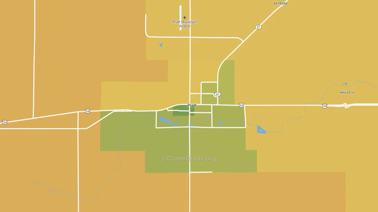 Pratt, KS Map of Burglary Rates