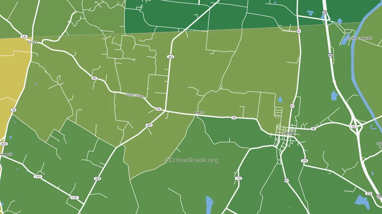 Pratt, KY Map of Burglary Rates