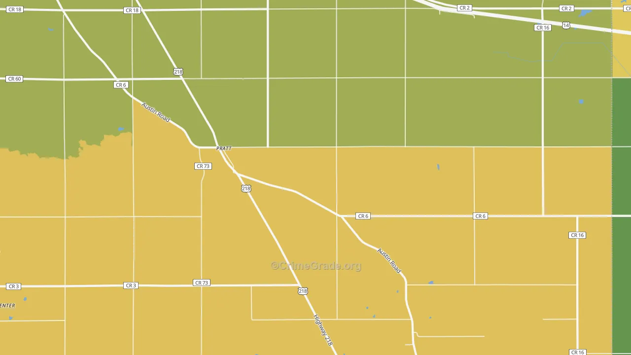 Pratt, MN Map of Burglary Rates