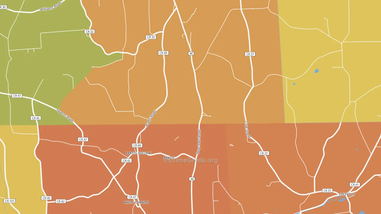 Pratts Hollow, NY Map of Burglary Rates