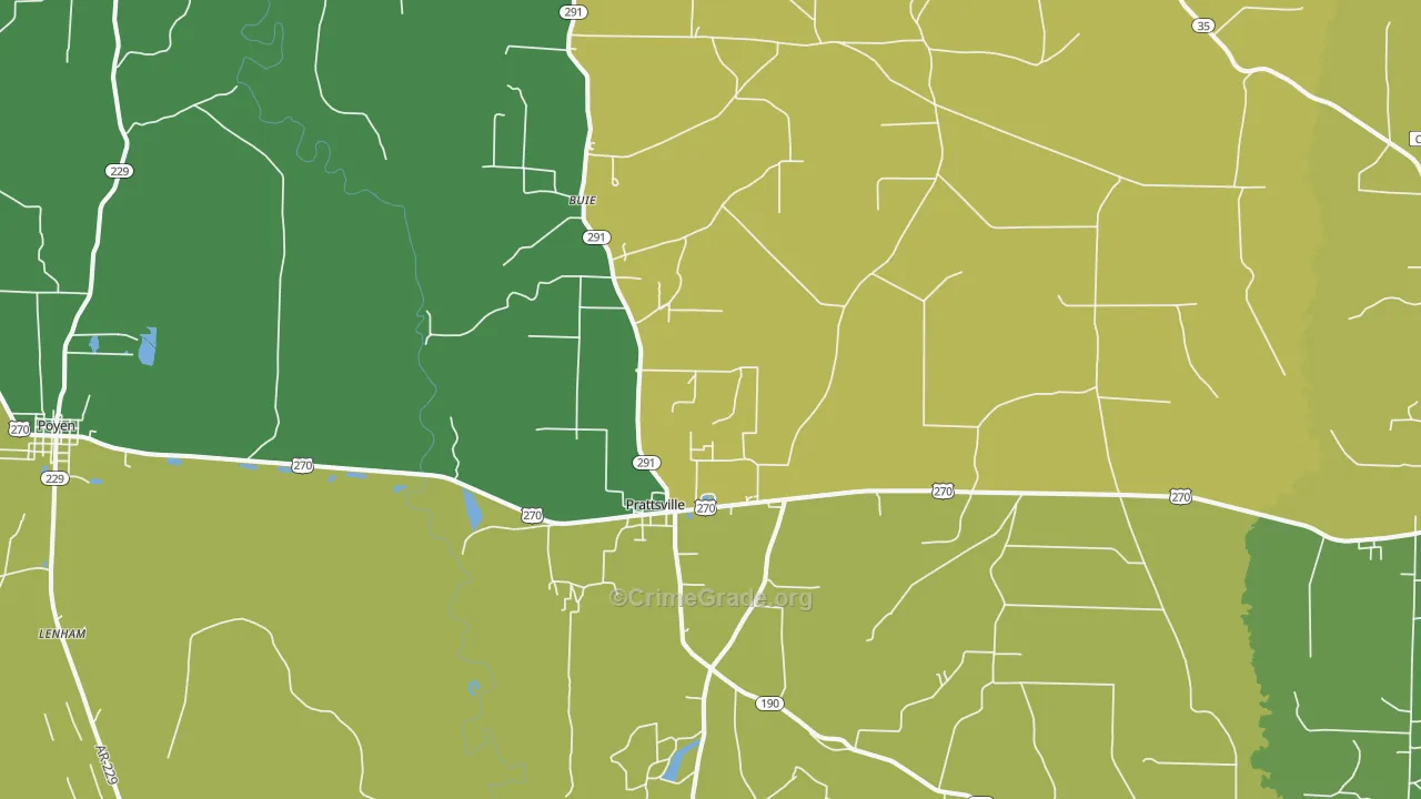 Prattsville, AR Map of Burglary Rates