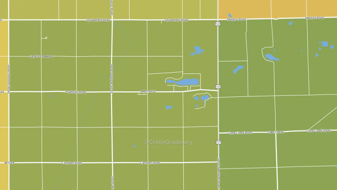 Prattville, MI Map of Burglary Rates