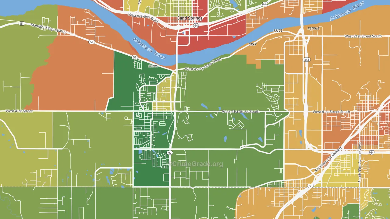 Prattville, OK Map of Burglary Rates