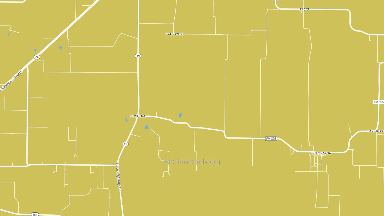 Prattville, TX Map of Burglary Rates
