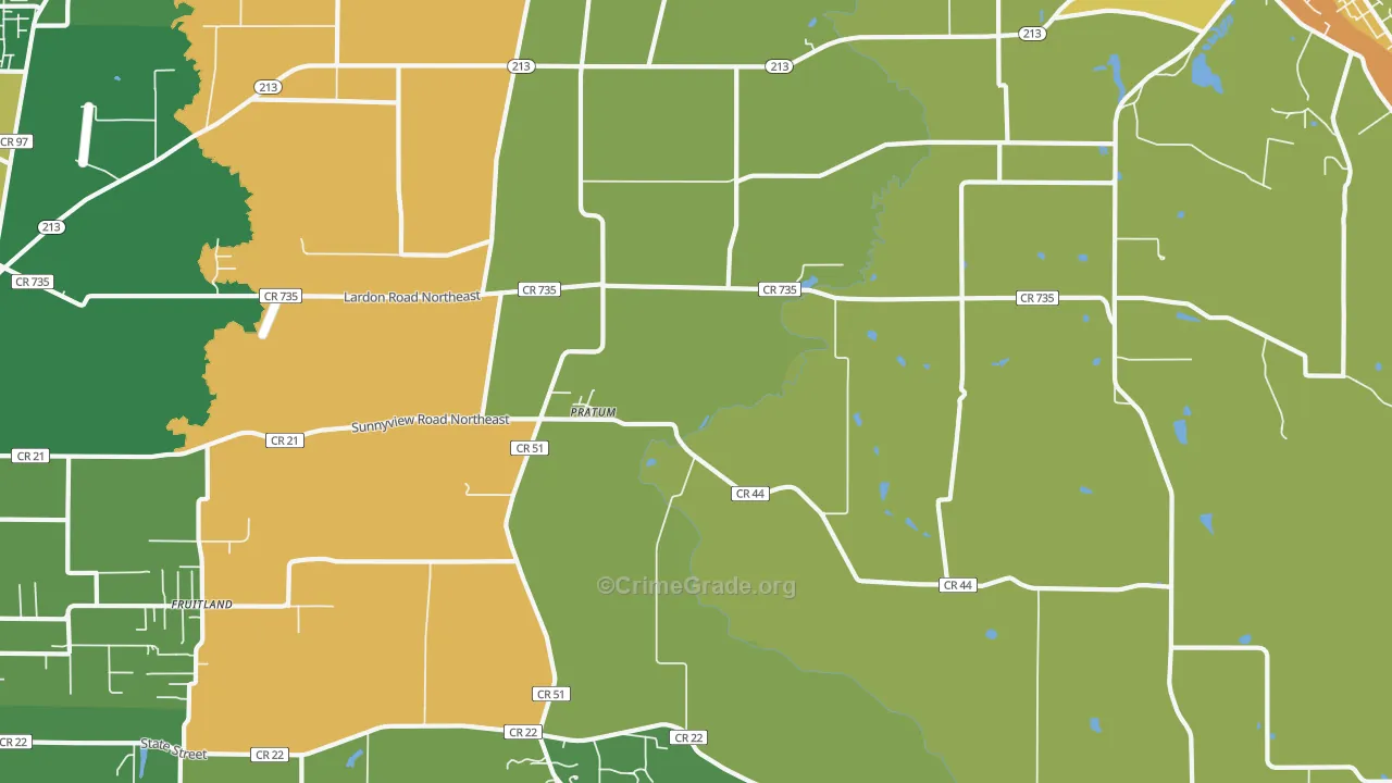 Pratum, OR Map of Burglary Rates