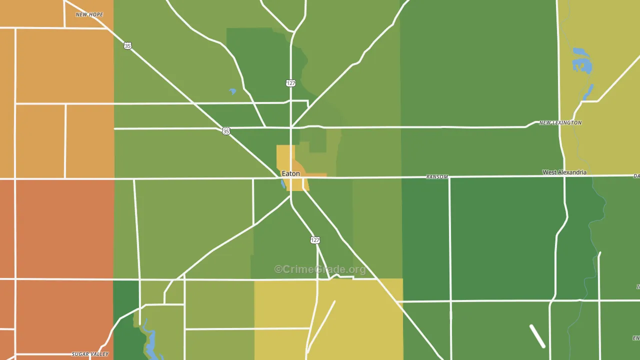 Preble County, OH Map of Burglary Rates