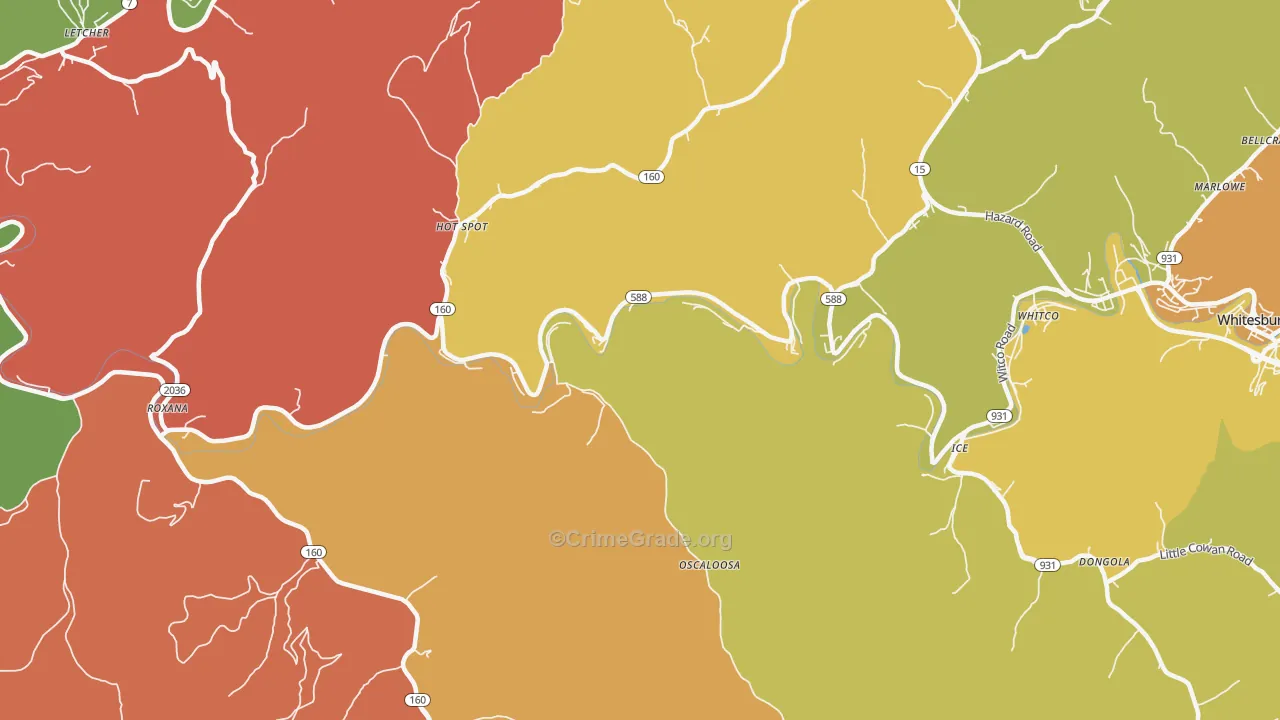 Premium, KY Map of Burglary Rates