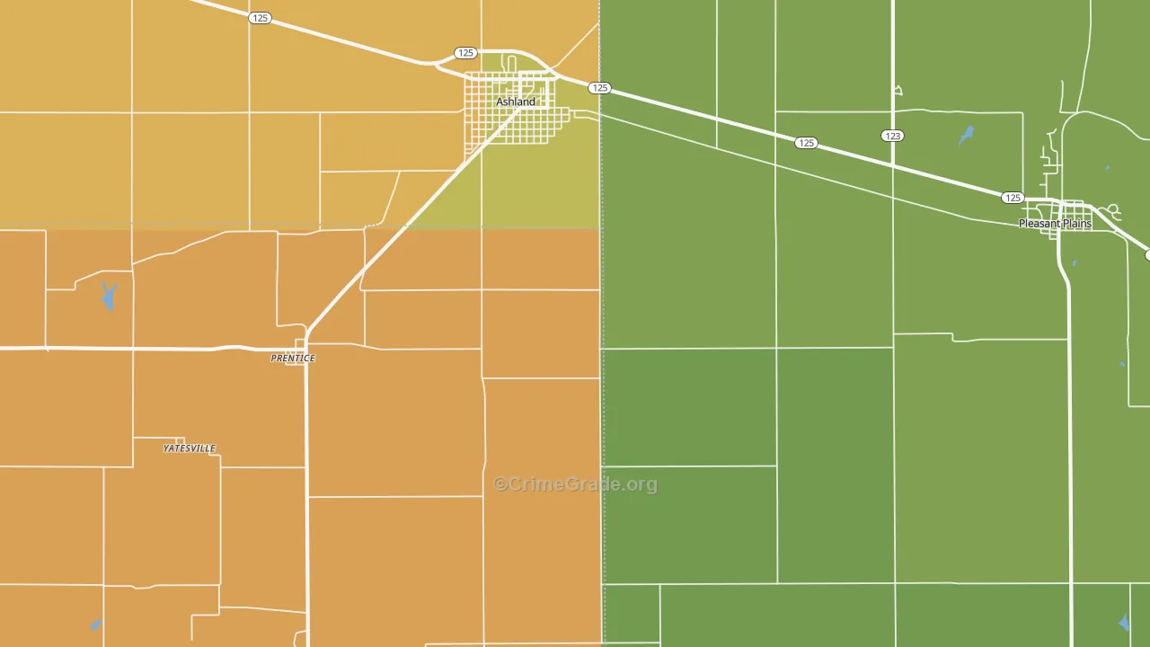 Prentice, IL Map of Burglary Rates