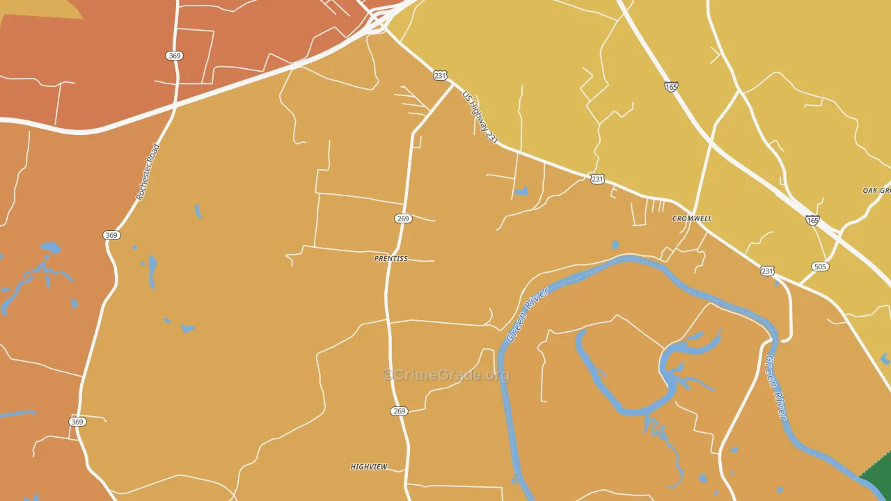 Prentiss, KY Map of Burglary Rates