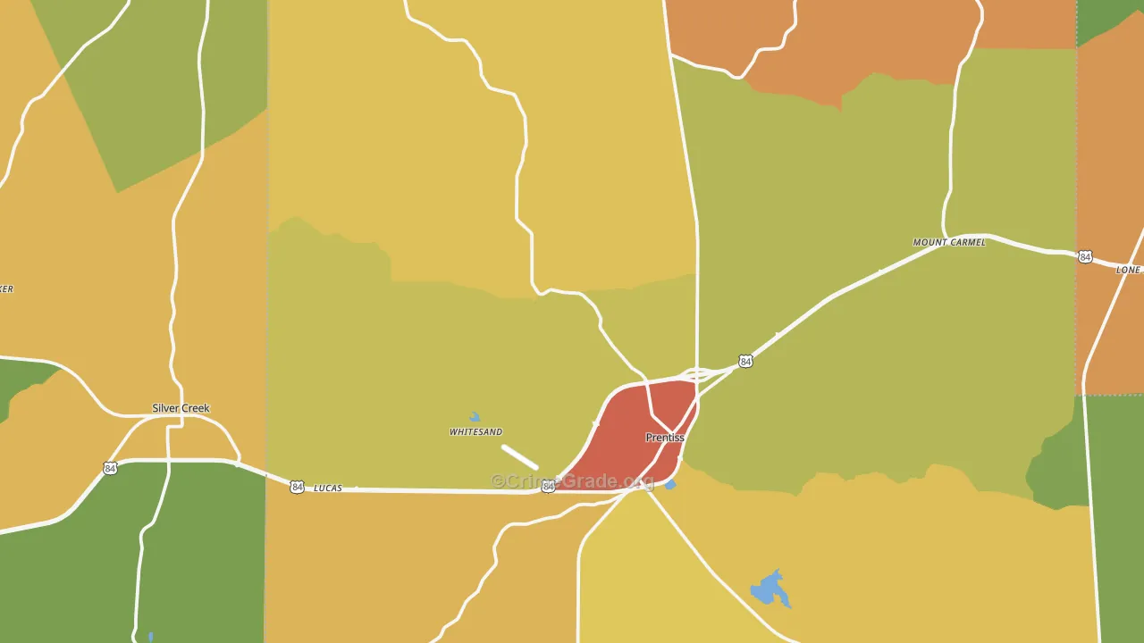 Prentiss, MS Map of Burglary Rates