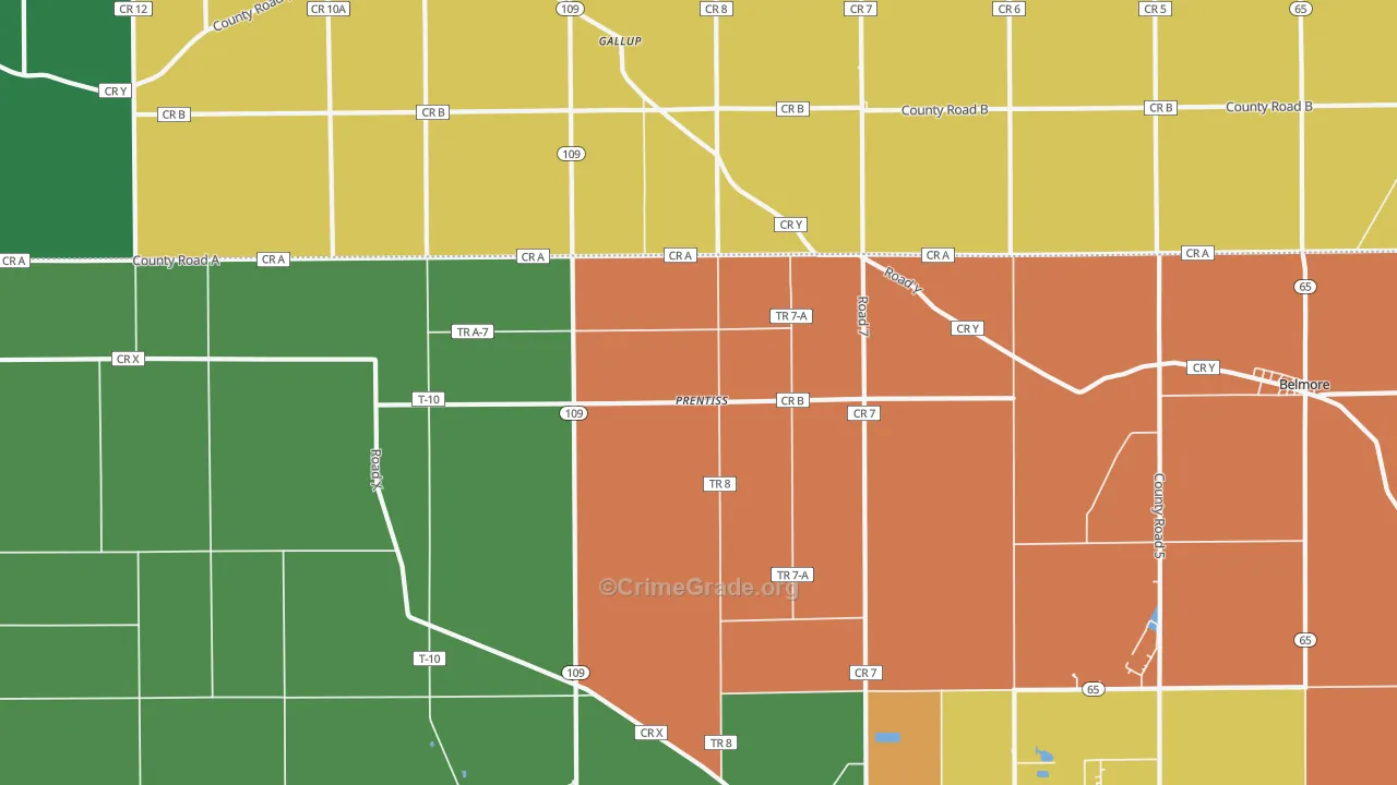 Prentiss, OH Map of Burglary Rates