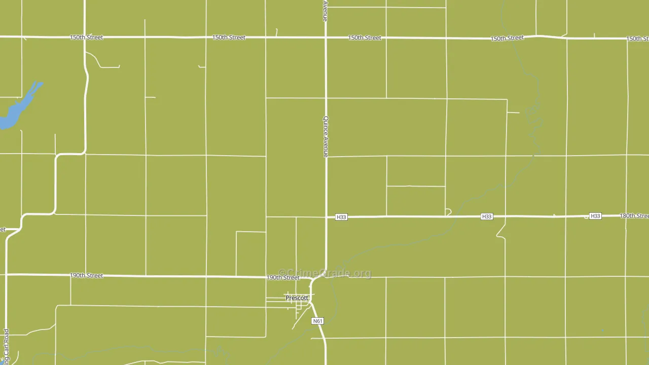Prescott, IA Map of Burglary Rates