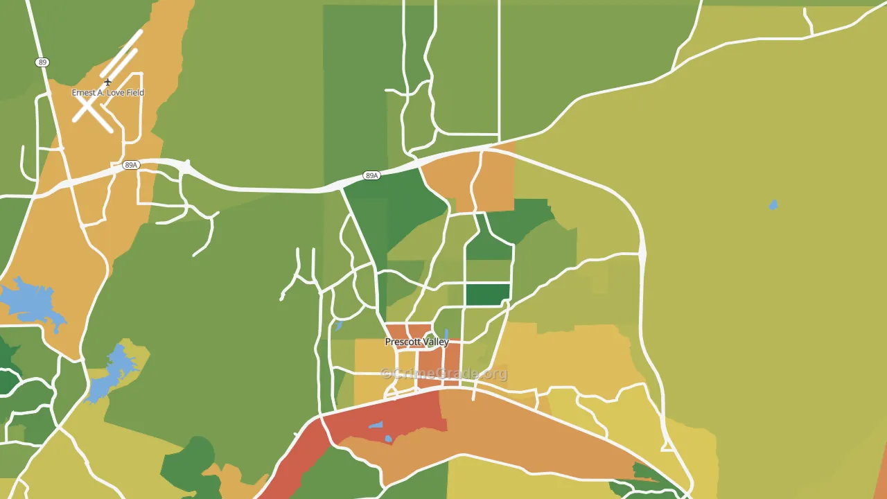 Prescott Valley, AZ Map of Burglary Rates