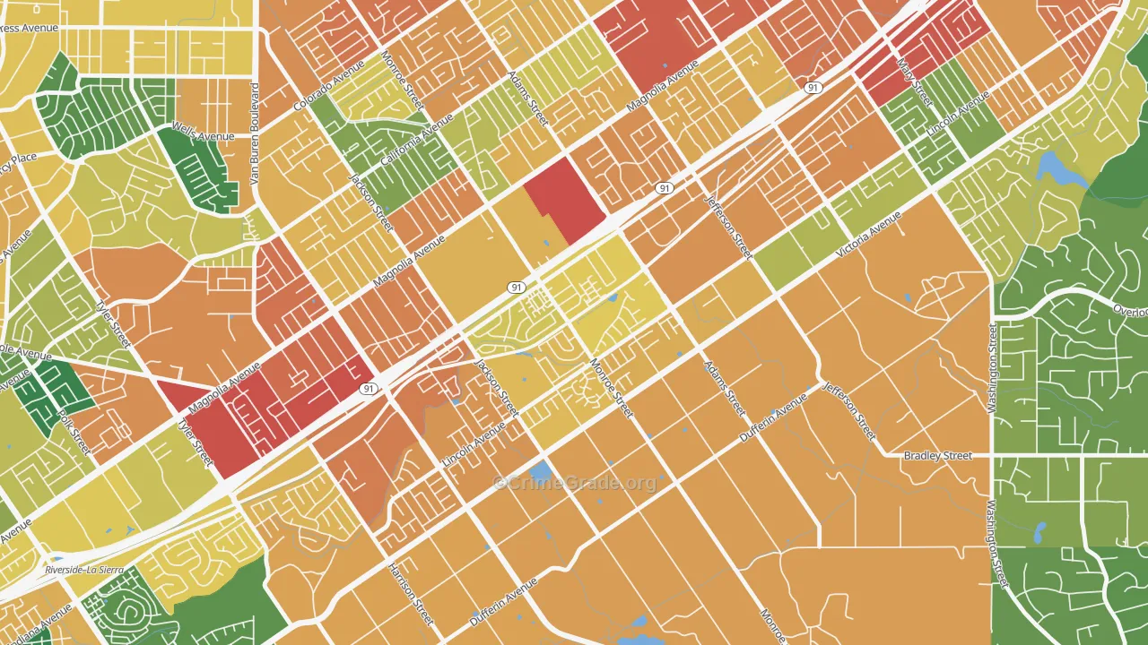 Presidential Park, Riverside, CA Map of Burglary Rates