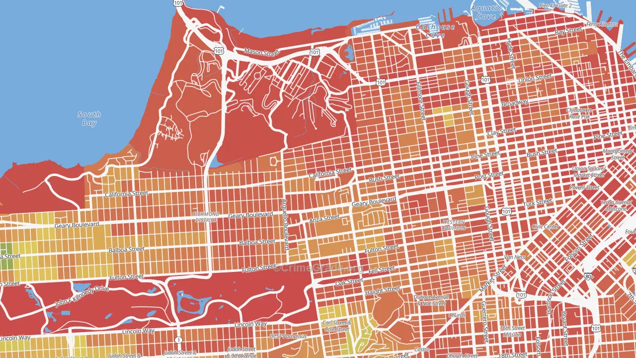 Presidio Heights, San Francisco, CA Map of Burglary Rates
