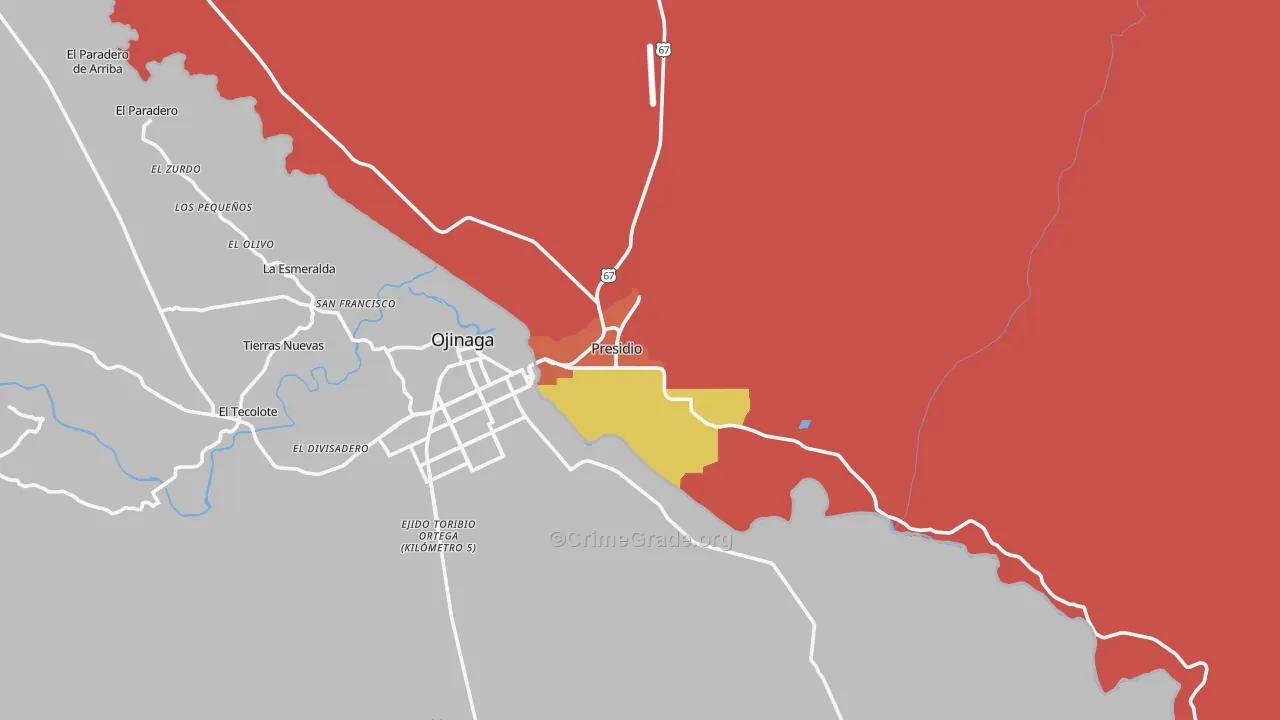 Presidio, TX Map of Burglary Rates