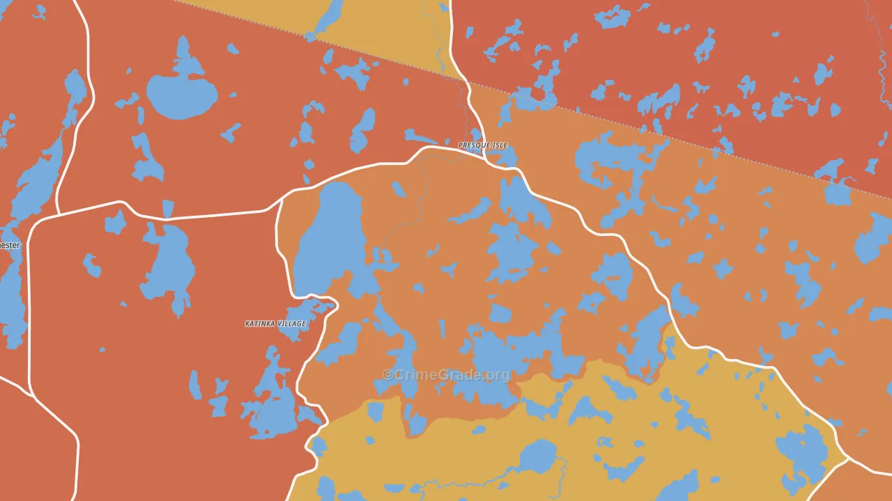 Presque Isle, WI Map of Burglary Rates