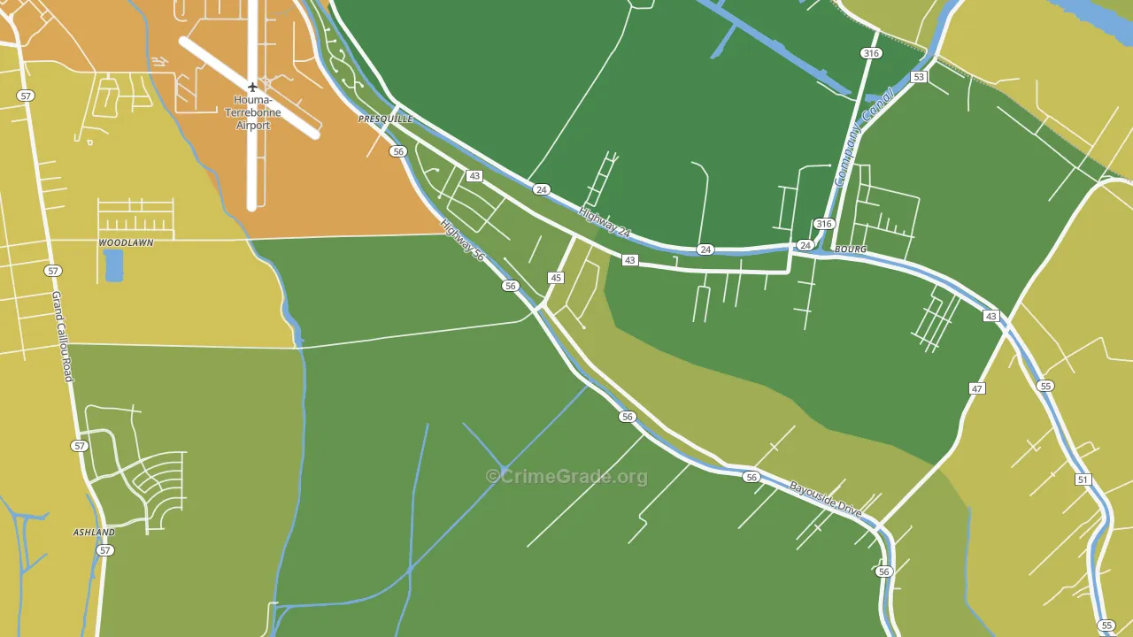 Presquille, LA Map of Burglary Rates