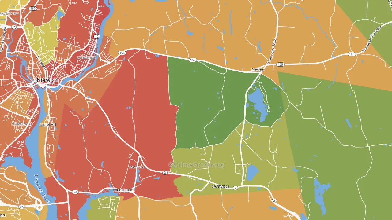Preston, CT Map of Burglary Rates