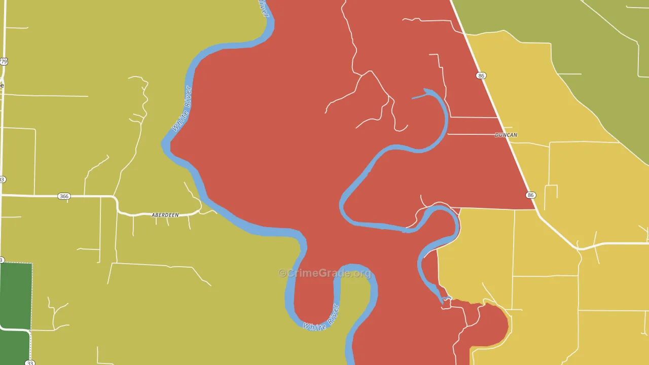 Preston Ferry, AR Map of Burglary Rates