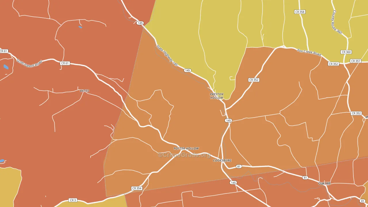 Preston Hollow, NY Map of Burglary Rates