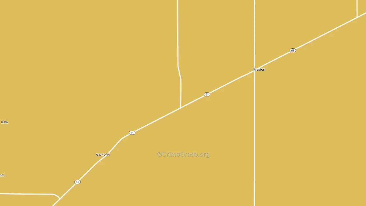 Preston, KS Map of Burglary Rates
