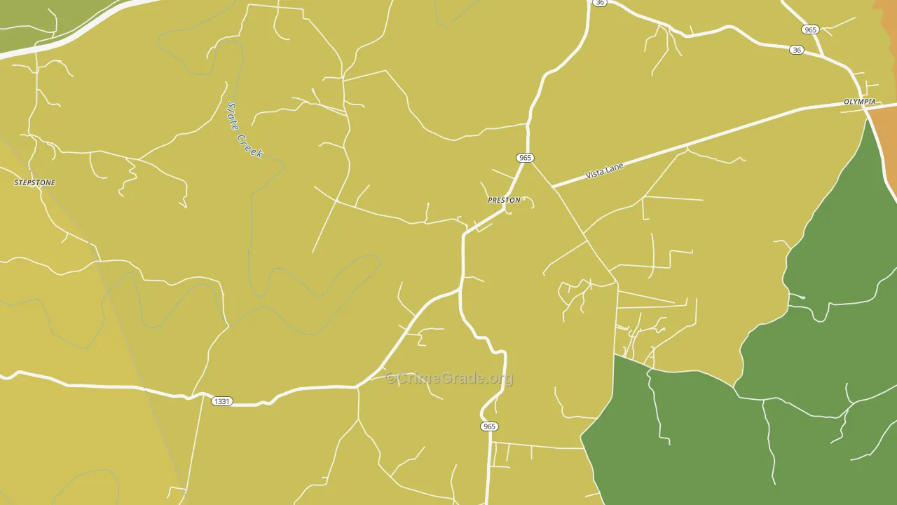 Preston, KY Map of Burglary Rates