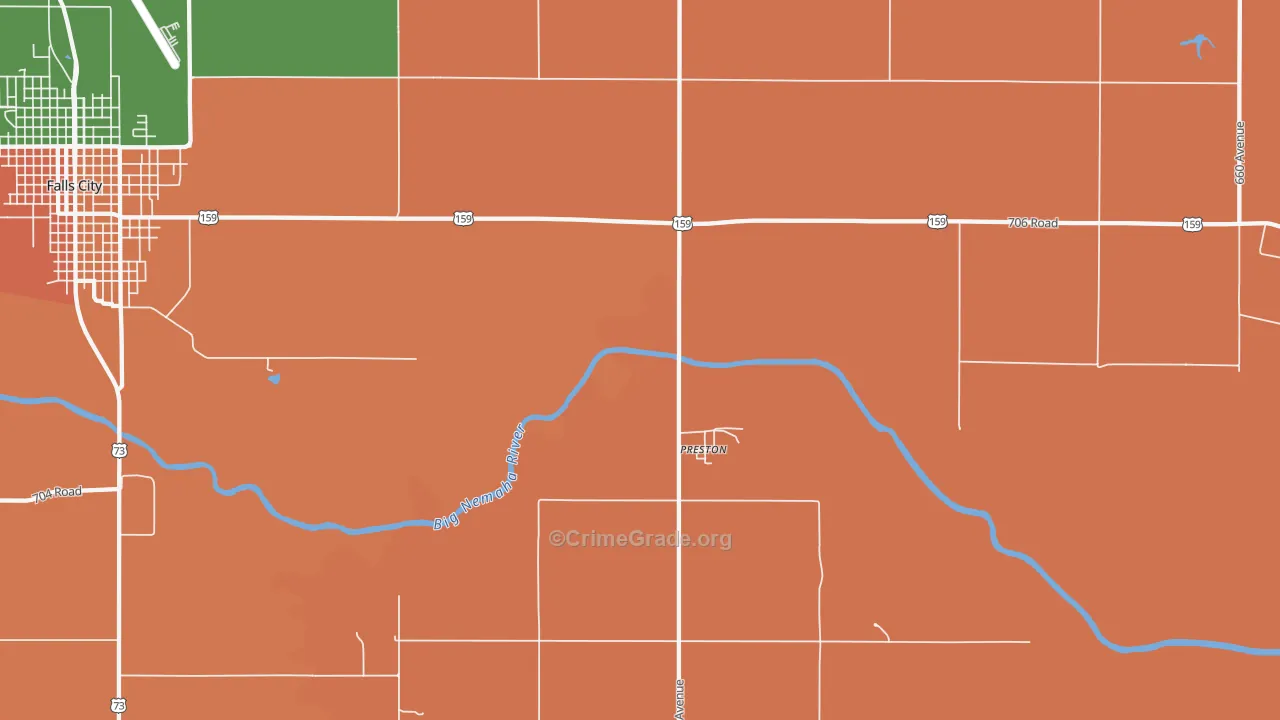 Preston, NE Map of Burglary Rates
