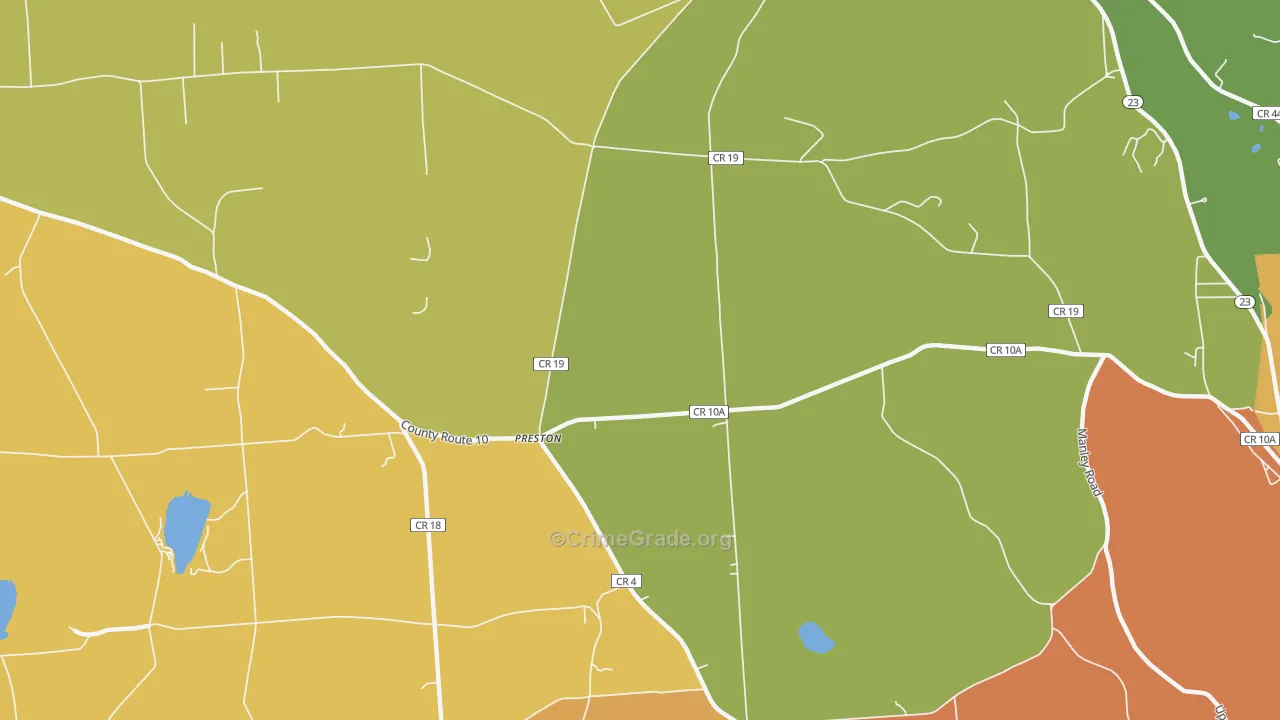 Preston, NY Map of Burglary Rates