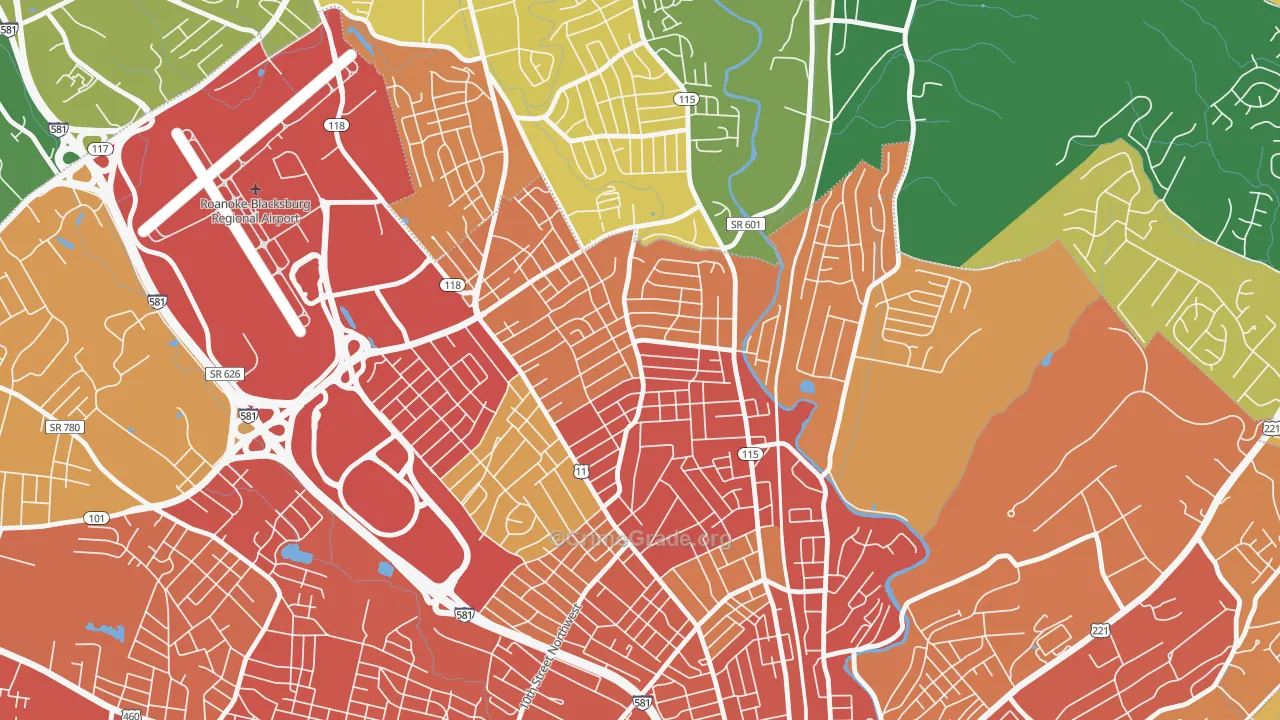 Preston Park, Roanoke, VA Map of Burglary Rates
