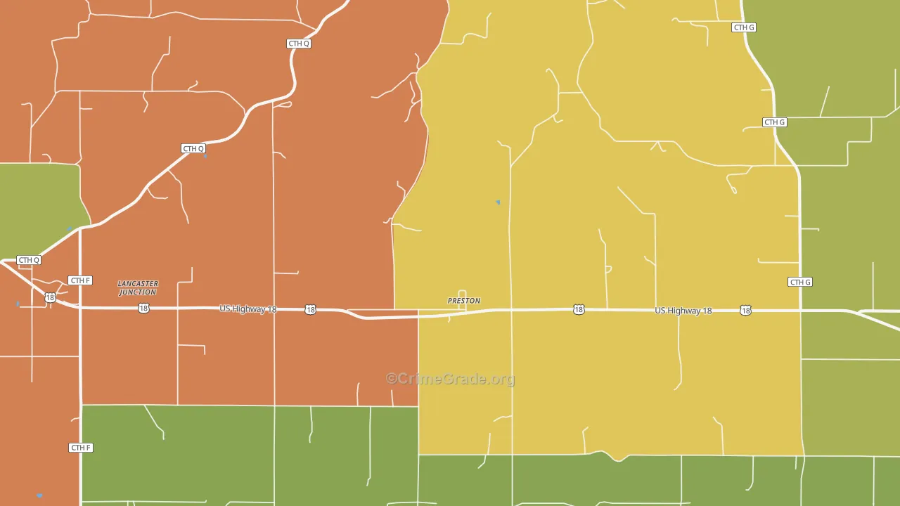 Preston, WI Map of Burglary Rates