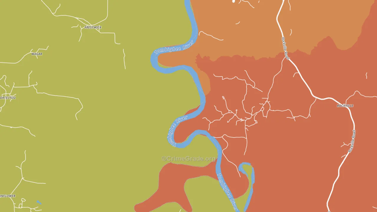 Prestwick, AL Map of Burglary Rates