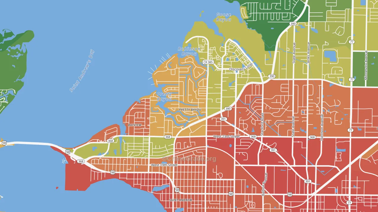 Pretty Bayou, FL Map of Burglary Rates
