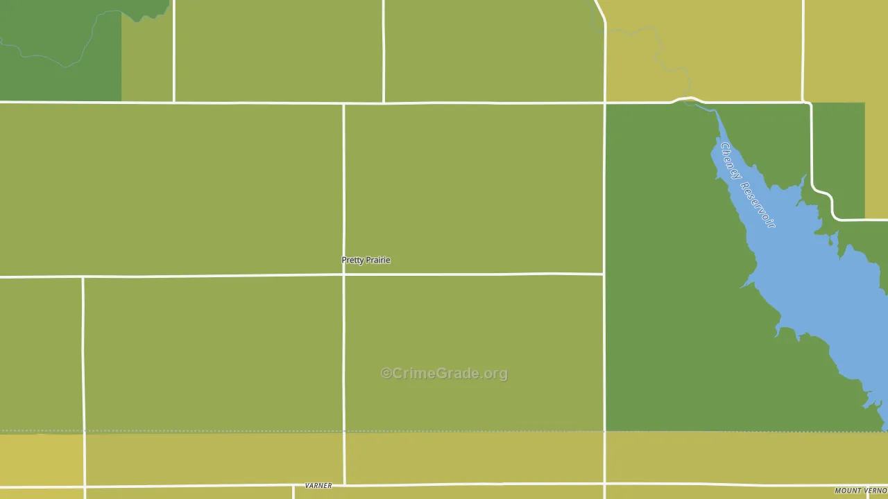 Pretty Prairie, KS Map of Burglary Rates