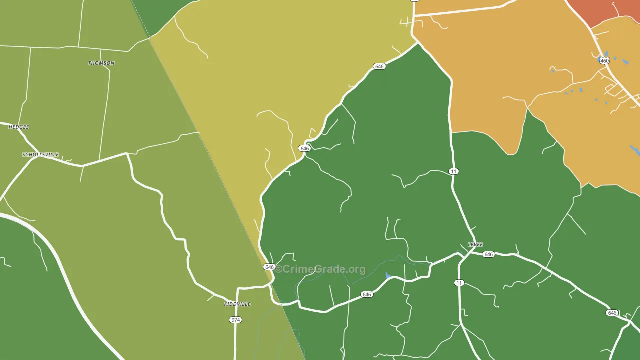 Prewitt, KY Map of Burglary Rates