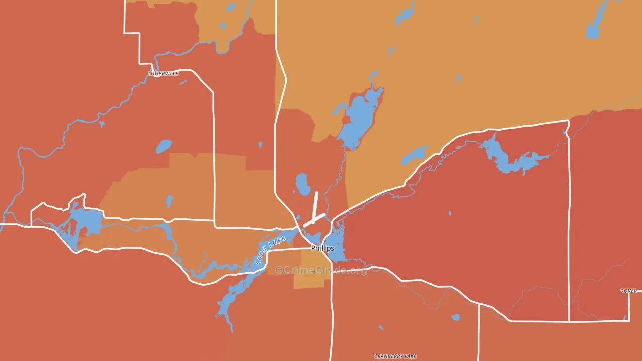 Price County, WI Map of Burglary Rates