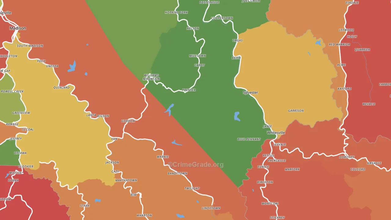 Price Hill, WV Map of Burglary Rates
