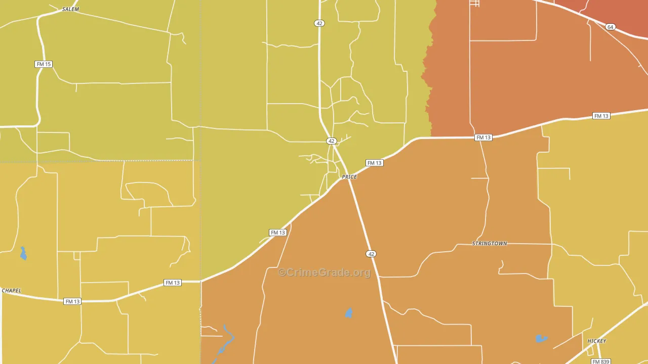 Price, TX Map of Burglary Rates