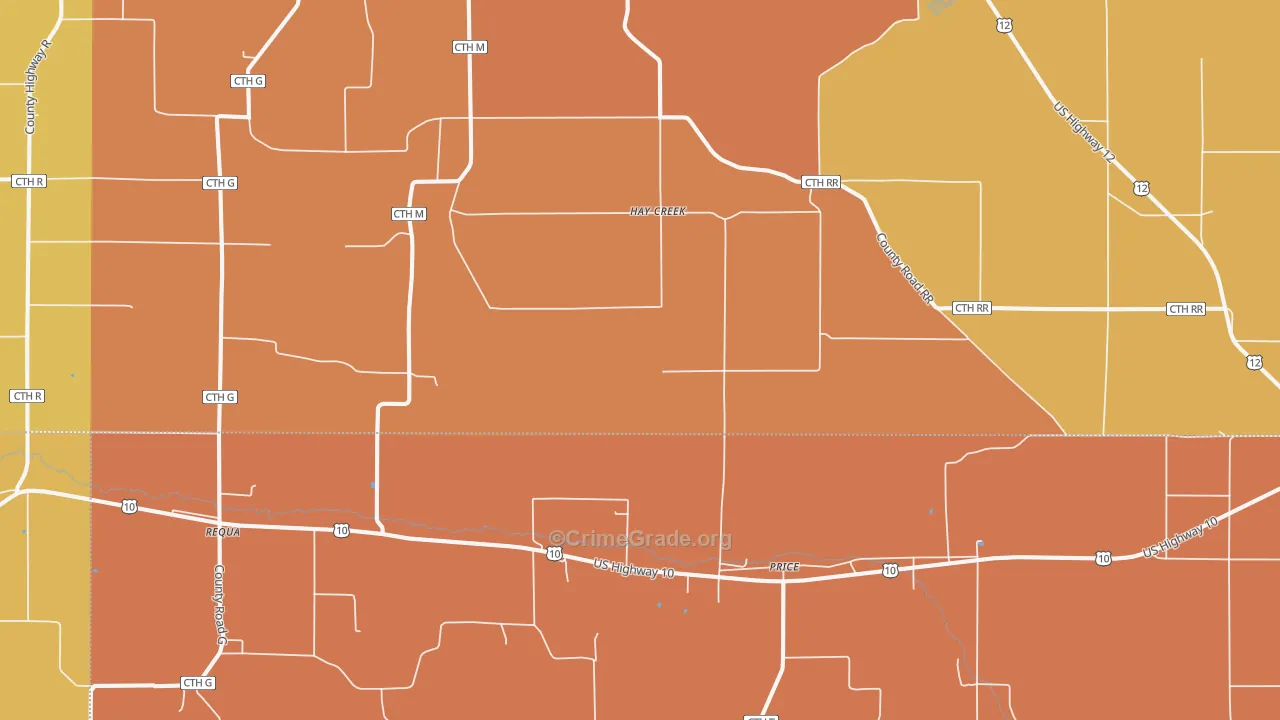 Price, WI Map of Burglary Rates
