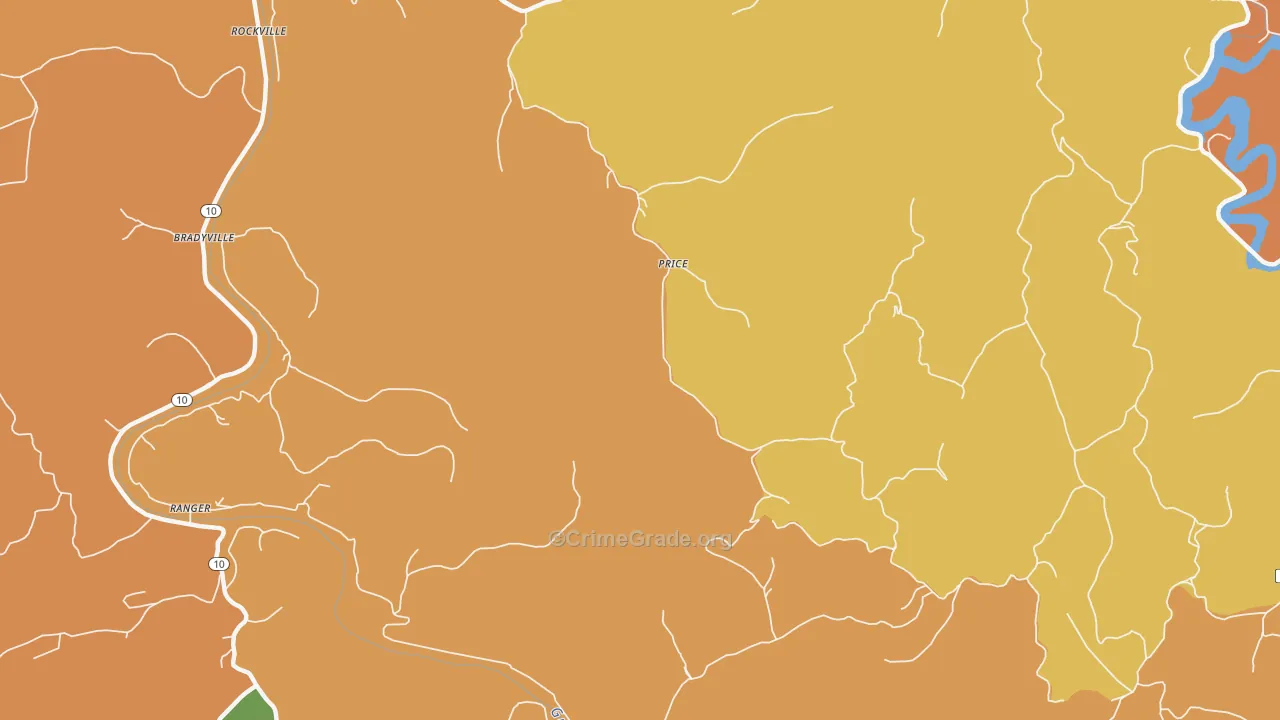 Price, WV Map of Burglary Rates