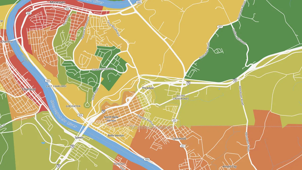 Pricedale, PA Map of Burglary Rates