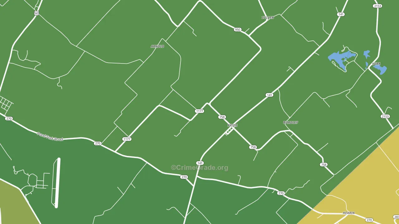 Pride, KY Map of Burglary Rates