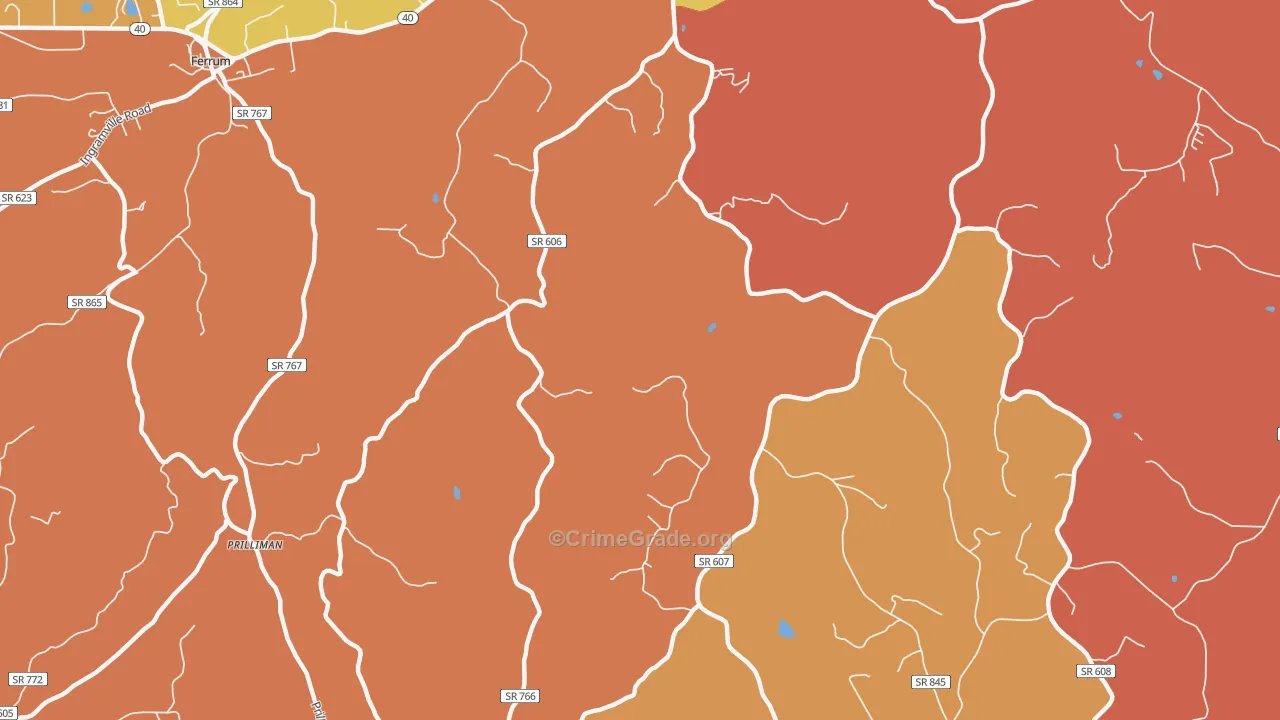 Prilliman, VA Map of Burglary Rates