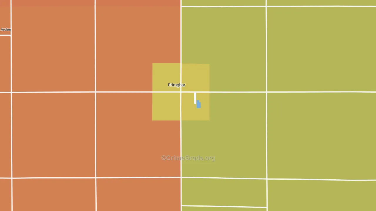 Primghar, IA Map of Burglary Rates