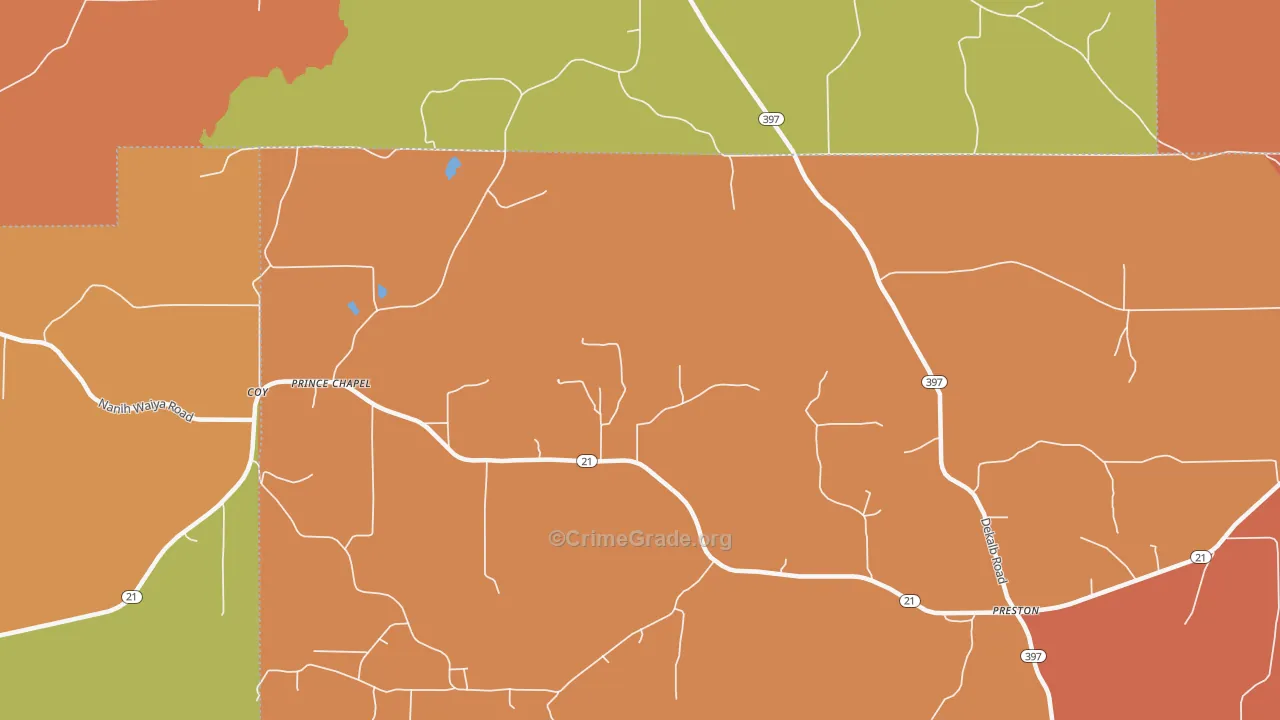 Prince Chapel, MS Map of Burglary Rates