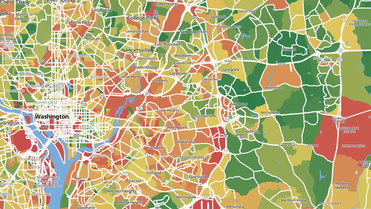 Prince George's County, MD Map of Burglary Rates