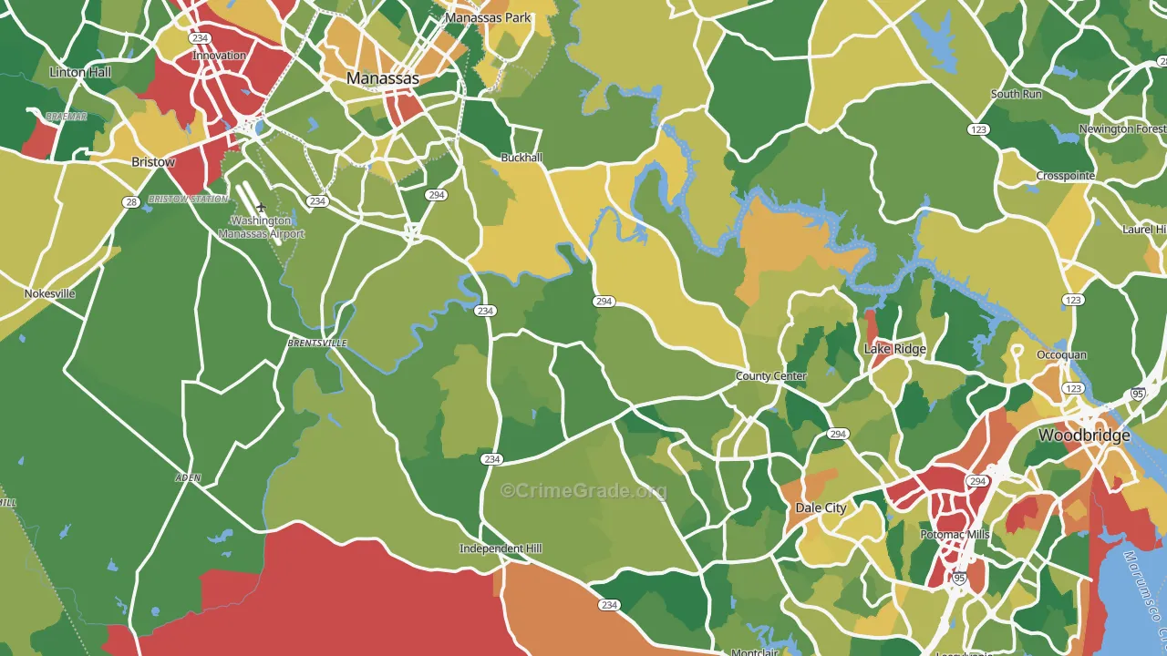 Prince William County, VA Map of Burglary Rates