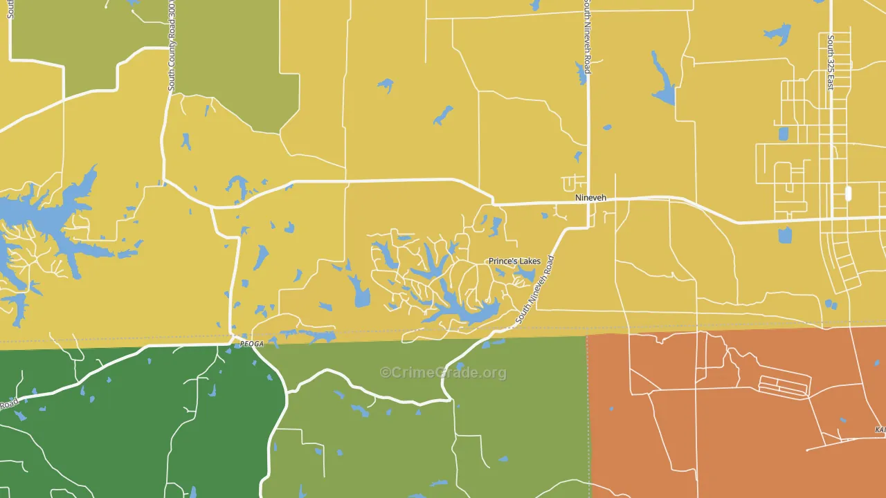 Princes Lakes, IN Map of Burglary Rates