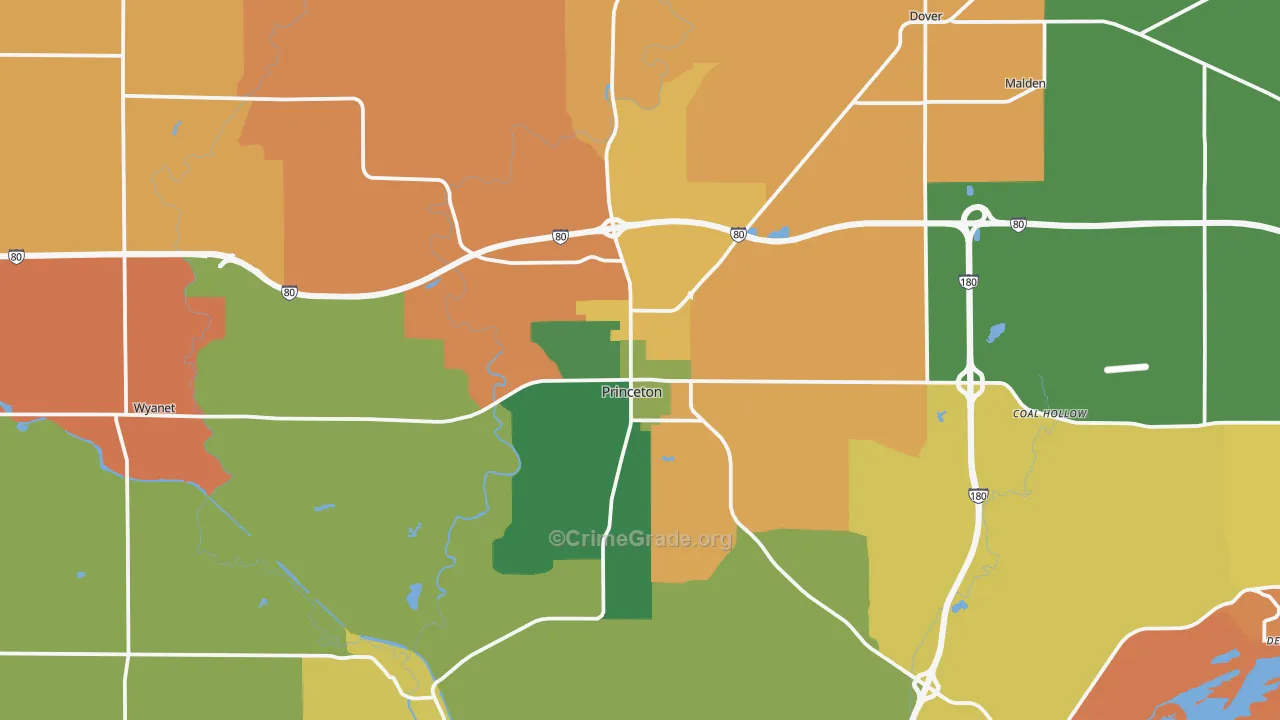 Princeton, IL Map of Burglary Rates