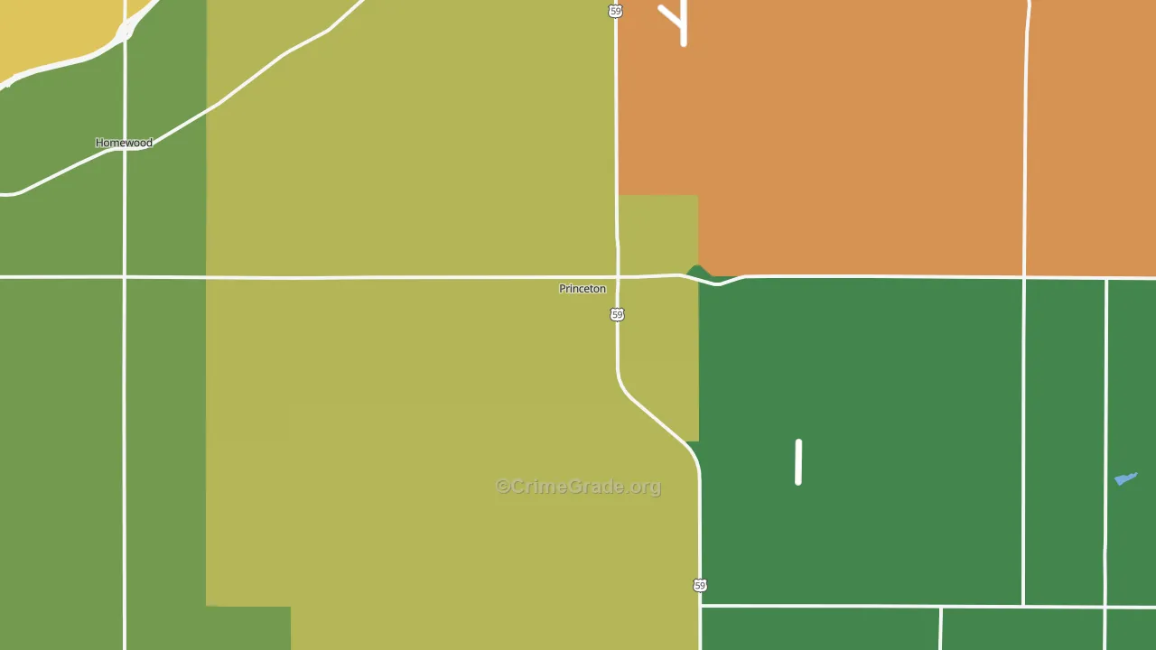 Princeton, KS Map of Burglary Rates